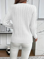 Women's Relaxed Fit Cable-Knit Jumper with Round Neck