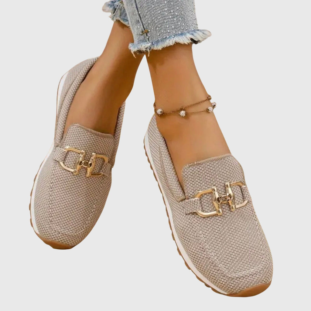 Women's Flatform Loafers with Metal Bit Detail and Round Toe