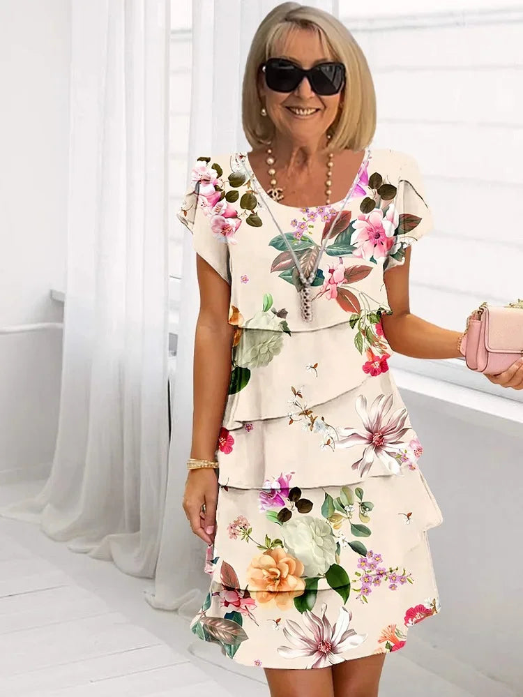 Floral Print Tiered Mini Dress for Women
