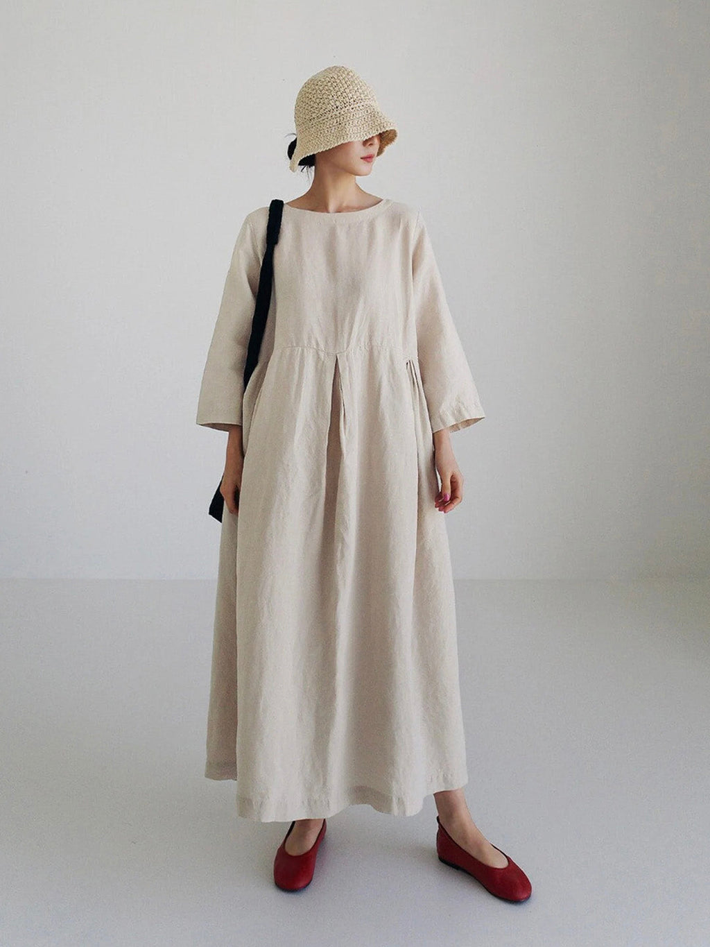 Linen Long Dress for Women - Lightweight Breathable Fabric with Elegant Minimalist Design