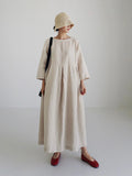 Linen Long Dress for Women - Lightweight Breathable Fabric with Elegant Minimalist Design