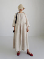 Linen Long Dress for Women - Lightweight Breathable Fabric with Elegant Minimalist Design