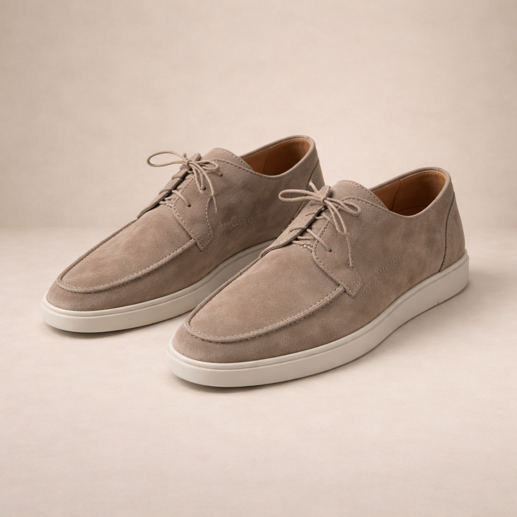 Men's Classic Suede Lace-Up Loafers Closed Toe Regular Fit