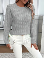 Women's Relaxed Fit Cable-Knit Jumper with Round Neck