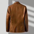 Men’s Tailored Vegan Leather Biker Jacket with Zip Front