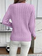 Women's Relaxed Fit Cable-Knit Jumper with Round Neck