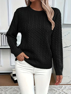 Women's Relaxed Fit Cable-Knit Jumper with Round Neck