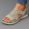 Orthopedic Flat Sandals with Criss-Cross Strappy Upper and Adjustable Hook and Loop Closure