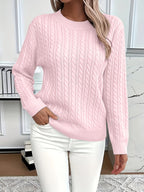 Women's Relaxed Fit Cable-Knit Jumper with Round Neck