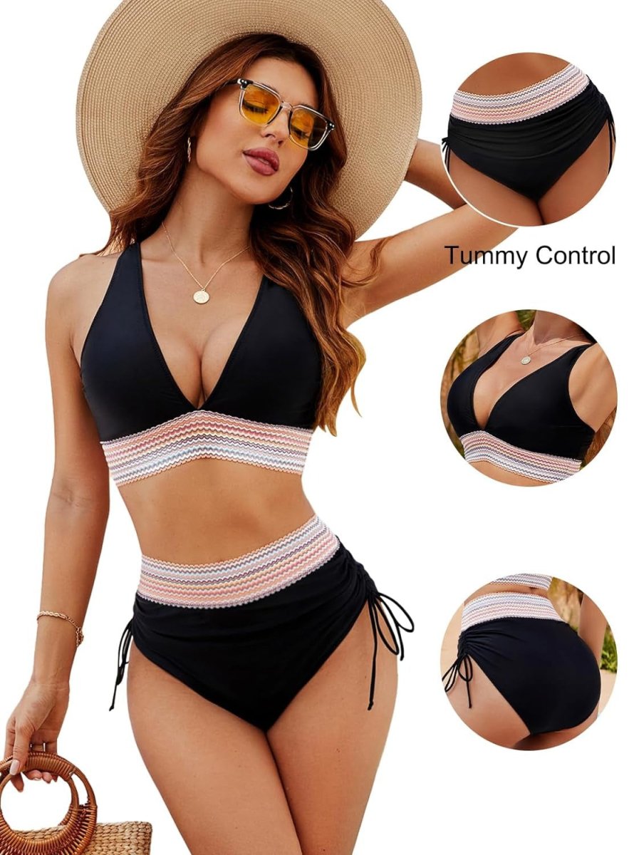 Women’s Tummy-Control Bikini with Adjustable Straps and Modern Design