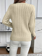 Women's Relaxed Fit Cable-Knit Jumper with Round Neck