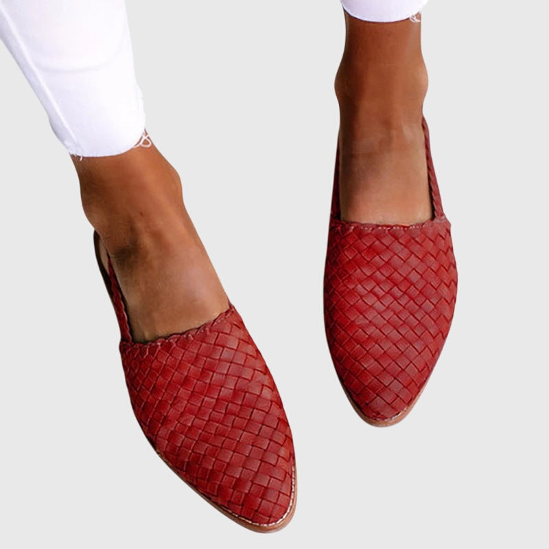 Women's Breathable Woven Slingback Flats with Adjustable Strap for Summer Comfort