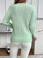 Women's Relaxed Fit Cable-Knit Jumper with Round Neck