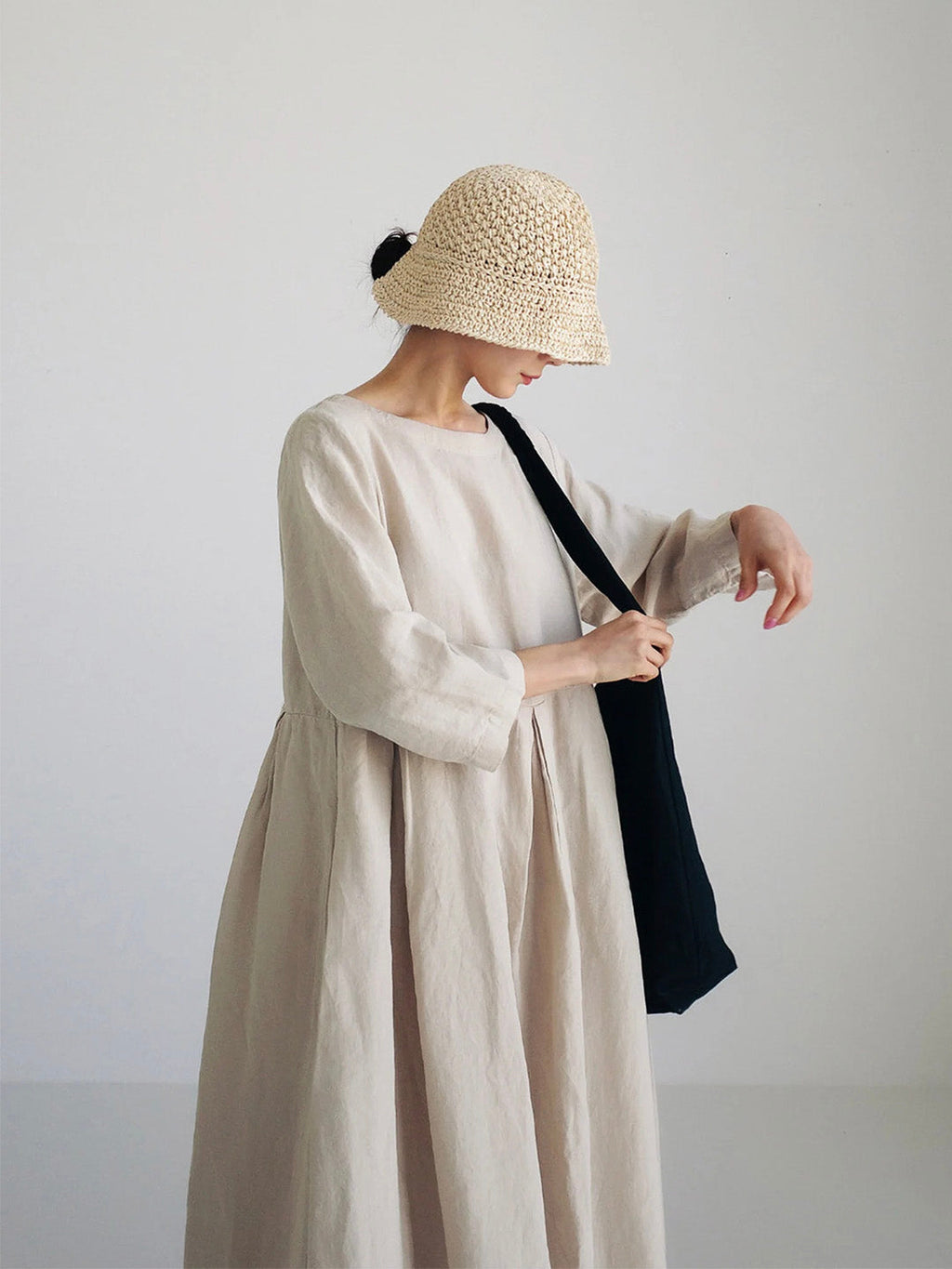 Linen Long Dress for Women - Lightweight Breathable Fabric with Elegant Minimalist Design