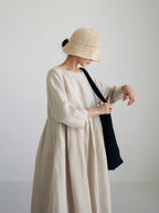 Linen Long Dress for Women - Lightweight Breathable Fabric with Elegant Minimalist Design