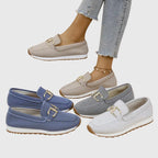 Women's Flatform Loafers with Metal Bit Detail and Round Toe