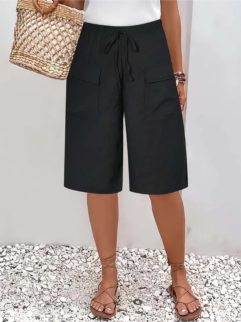 Women's Soft-Touch Drawstring Shorts with Elastic Waistband and Pockets