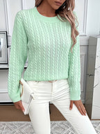 Women's Relaxed Fit Cable-Knit Jumper with Round Neck