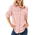 UPF 50 Long Sleeve Women's Hiking Shirt with Convertible Sleeves and Vented Back Panel