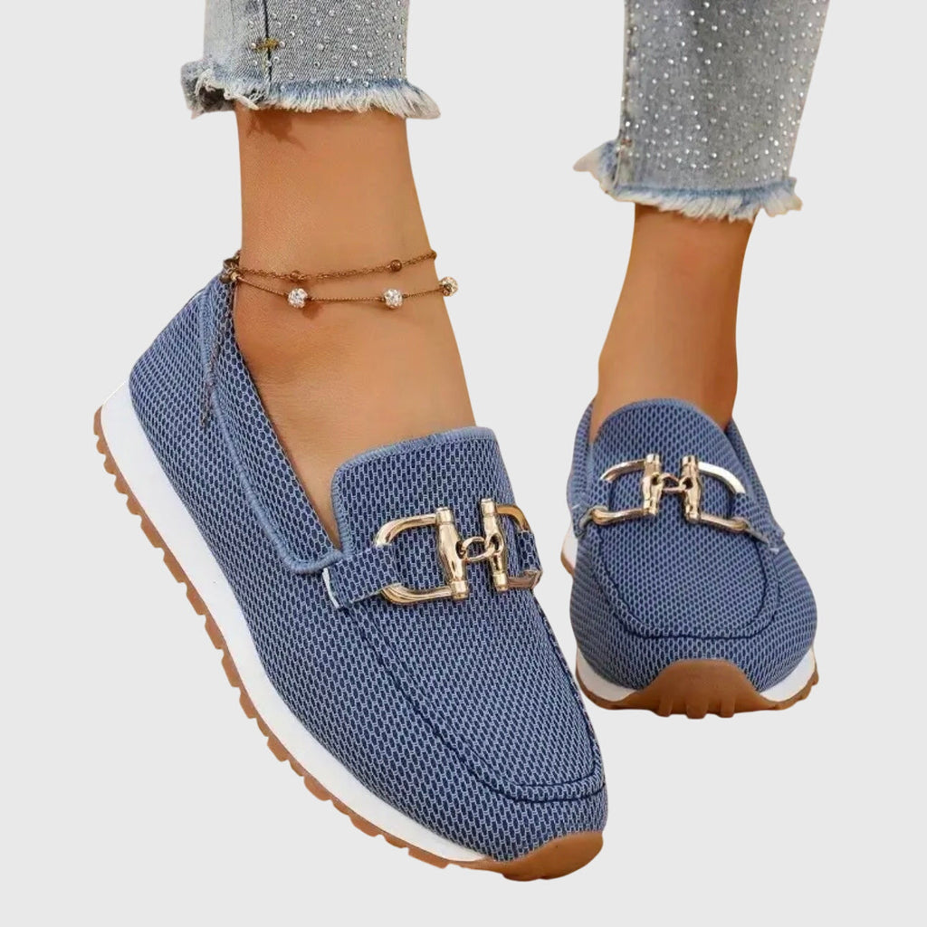 Women's Flatform Loafers with Metal Bit Detail and Round Toe