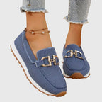 Women's Flatform Loafers with Metal Bit Detail and Round Toe