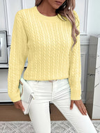 Women's Relaxed Fit Cable-Knit Jumper with Round Neck