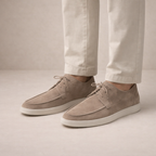 Men's Classic Suede Lace-Up Loafers Closed Toe Regular Fit