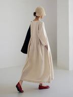 Linen Long Dress for Women - Lightweight Breathable Fabric with Elegant Minimalist Design