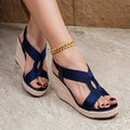 Women's Platform Wedge Sandals with Criss Cross Woven Straps