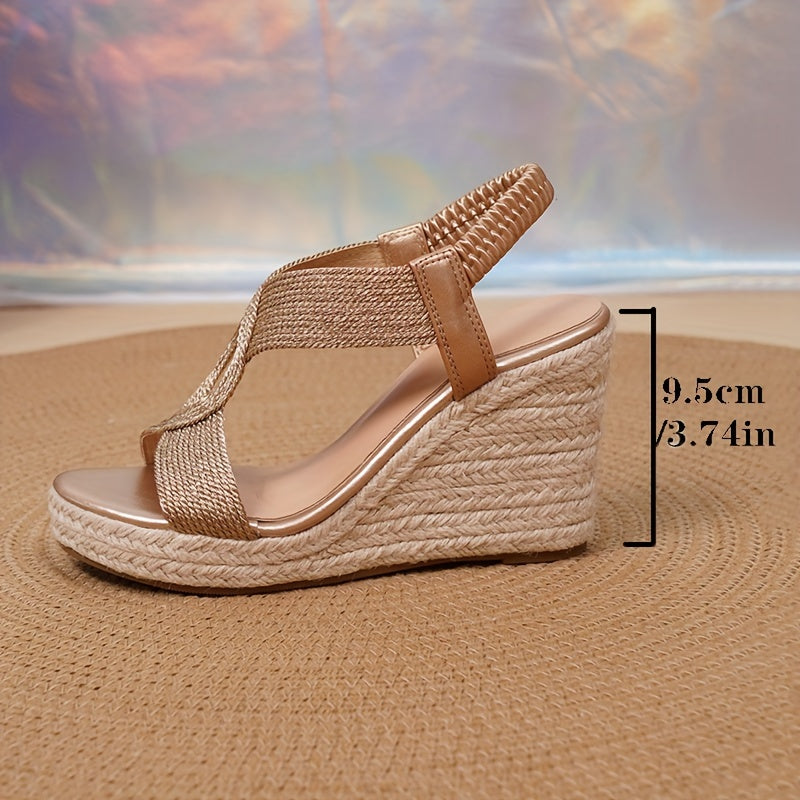 Women's Platform Wedge Sandals with Criss Cross Woven Straps