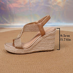 Women's Platform Wedge Sandals with Criss Cross Woven Straps