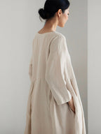 Linen Long Dress for Women - Lightweight Breathable Fabric with Elegant Minimalist Design
