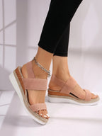Women's Platform Sandals with Elastic Straps and Support