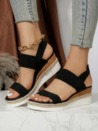 Women's Platform Sandals with Elastic Straps and Support