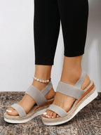 Women's Platform Sandals with Elastic Straps and Support