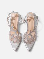 Women's Ankle Strap Sandals with Open Toe and Leaf Embellishments