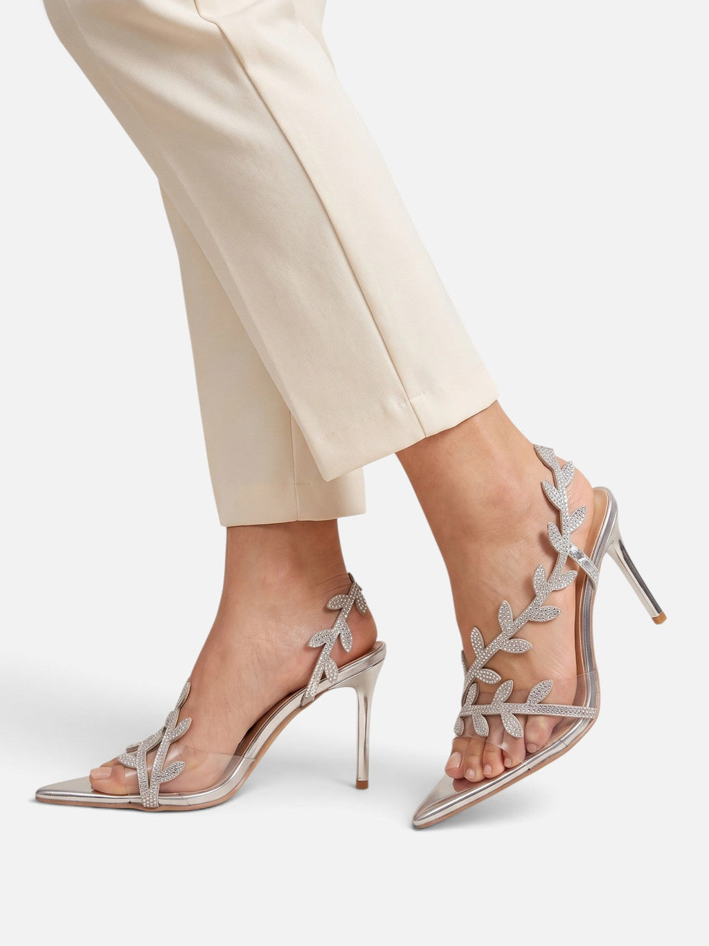 Women's Ankle Strap Sandals with Open Toe and Leaf Embellishments