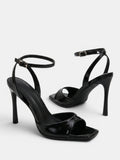 Gleamond | Women's Ankle Strap Sandals with Square Toe and Stiletto Heel Gleamond