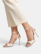 Gleamond | Women's Ankle Strap Sandals with Square Toe and Stiletto Heel Gleamond