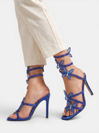 Gleamond | Women's Lace Up Sandals with Butterfly Detail and Stiletto Heel Gleamond