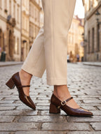 Gleamond | Women's Classic Mary Jane Block Heel Pumps Gleamond