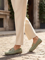 Gleamond | Women's Classic Slip On Loafers with Decorative Trim Gleamond