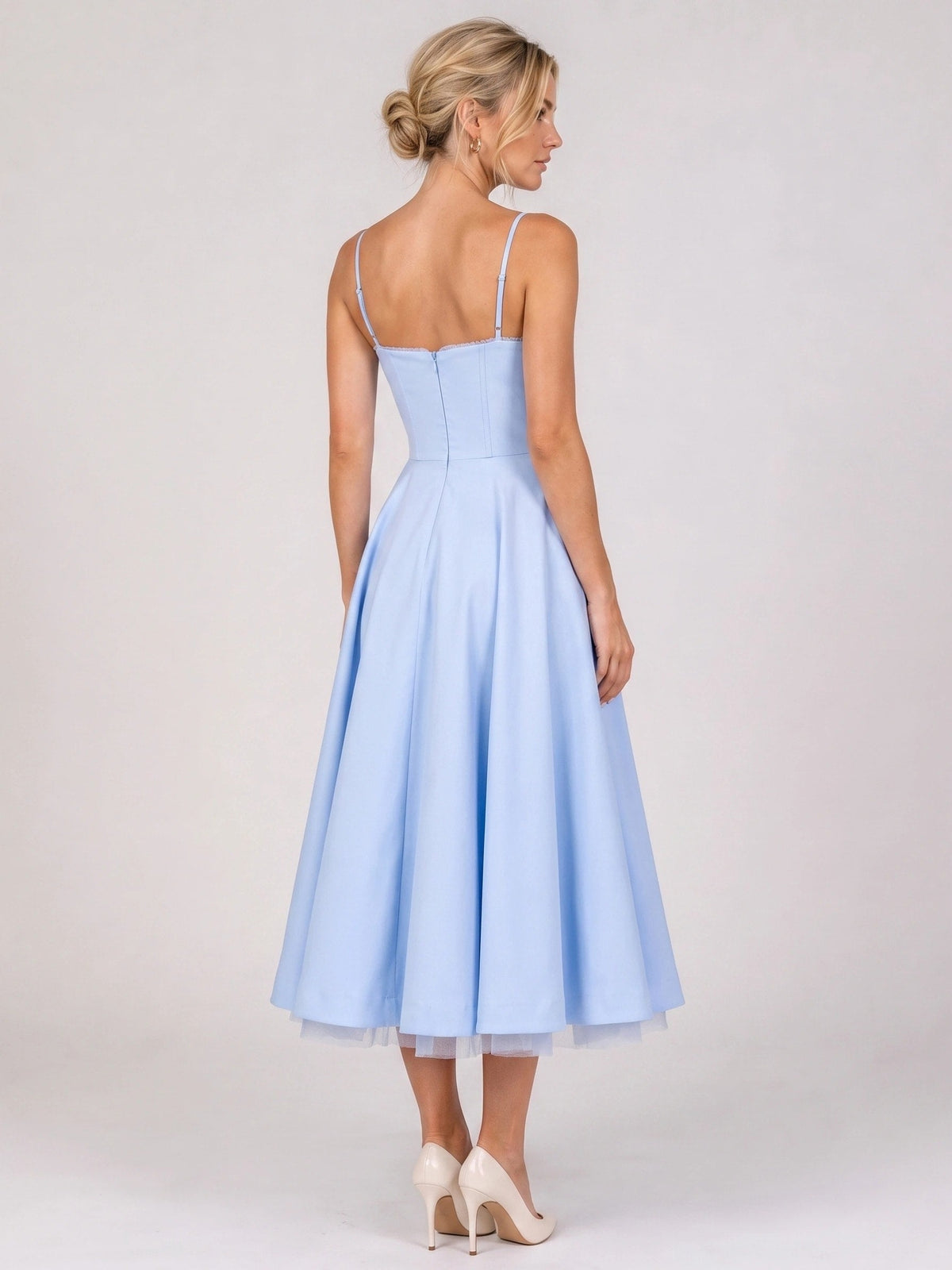 Gleamond | Women's Corset Midi Dress with Full Skirt Gleamond