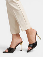 Gleamond | Women's Crocodile-Texture High Heel Mules Gleamond
