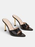 Gleamond | Women's Crocodile-Texture High Heel Mules Gleamond