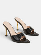 Gleamond | Women's Crocodile-Texture High Heel Mules Gleamond
