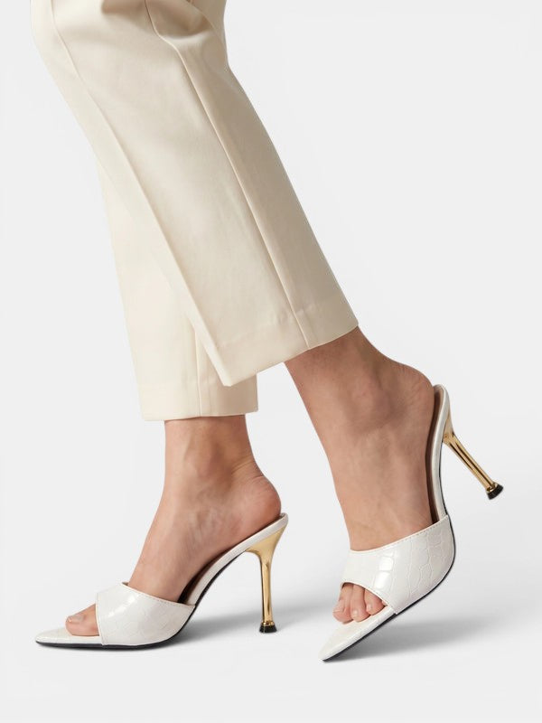 Gleamond | Women's Crocodile-Texture High Heel Mules Gleamond
