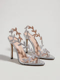 Gleamond | Women's Crystal Ankle Strap High Heel Sandals Gleamond