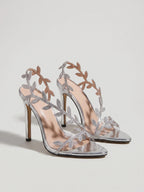 Gleamond | Women's Crystal Ankle Strap High Heel Sandals Gleamond