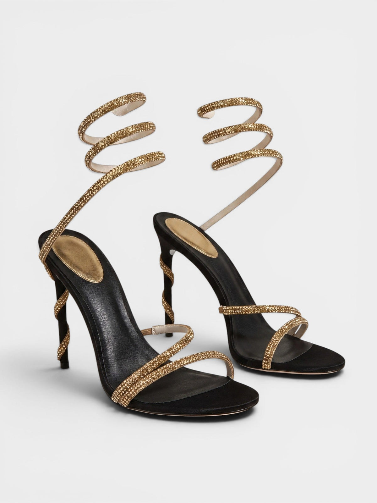 Gleamond | Women's Stiletto Sandals with Open Toe and Spiral Ankle Wrap Gleamond